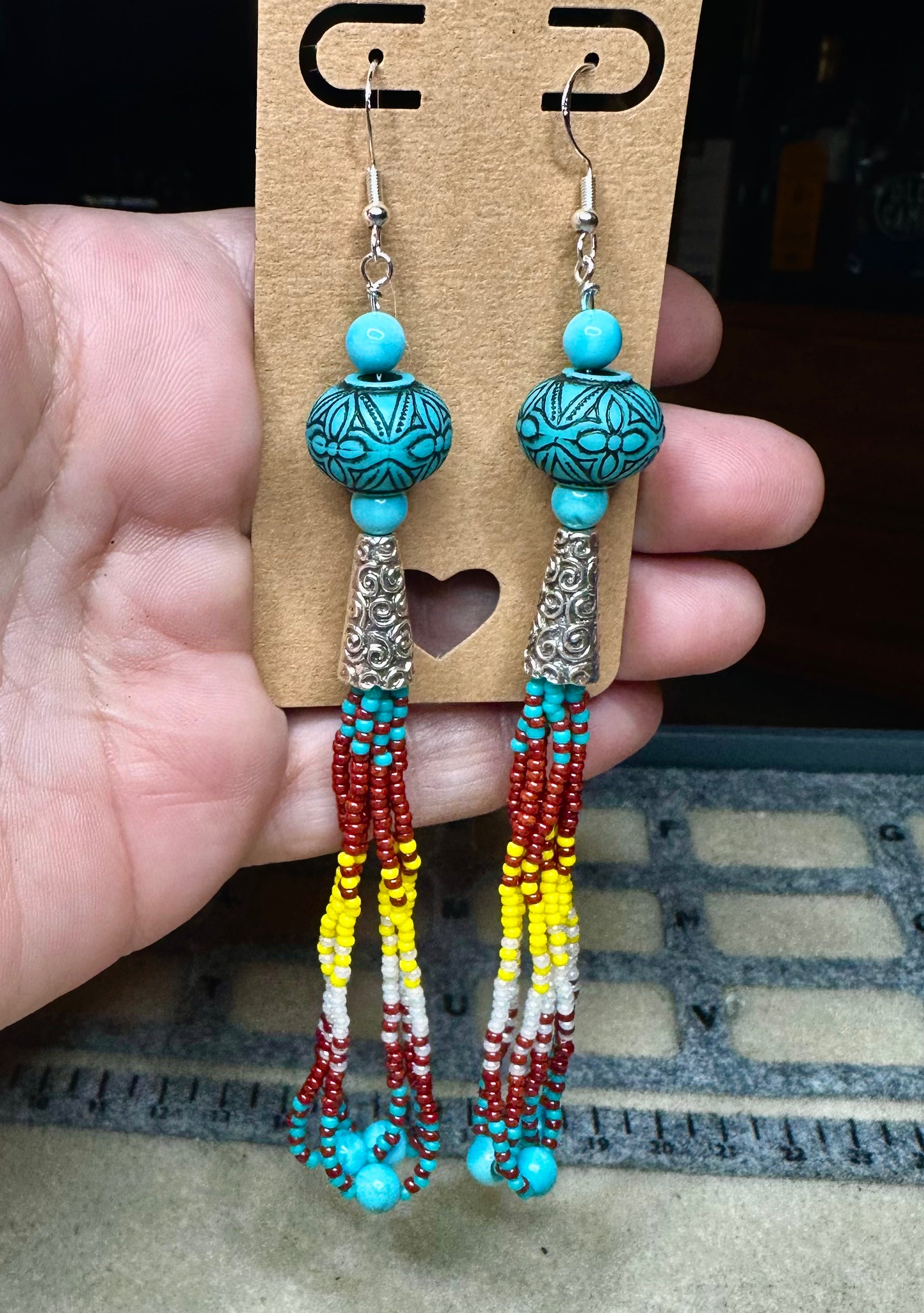 Loop Fringe Earrings – Turquoise & Seed Bead