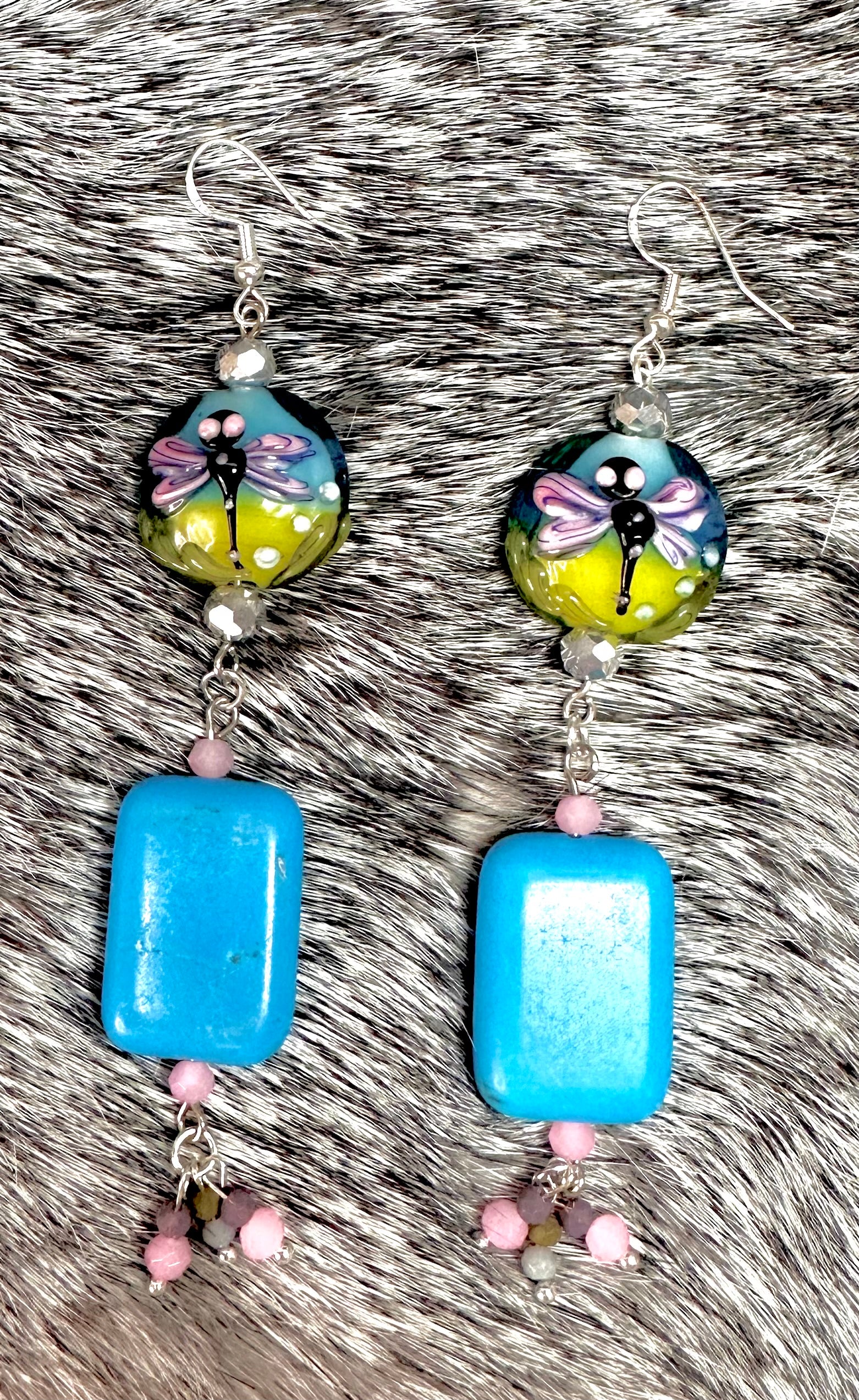 Turquoise and Dragonflies Earrings
