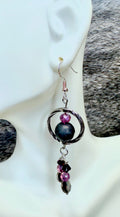 Grey and Pink Dangle Earrings
