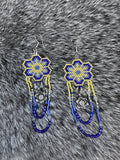 Brick Stitch Flower Loop Fringe Earrings