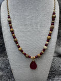 Tan Jasper with Crystal Focal Necklace