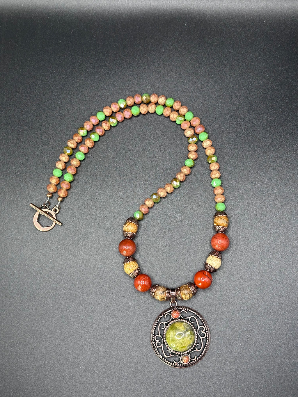 Unakite, Jasper and Carnelian Necklace