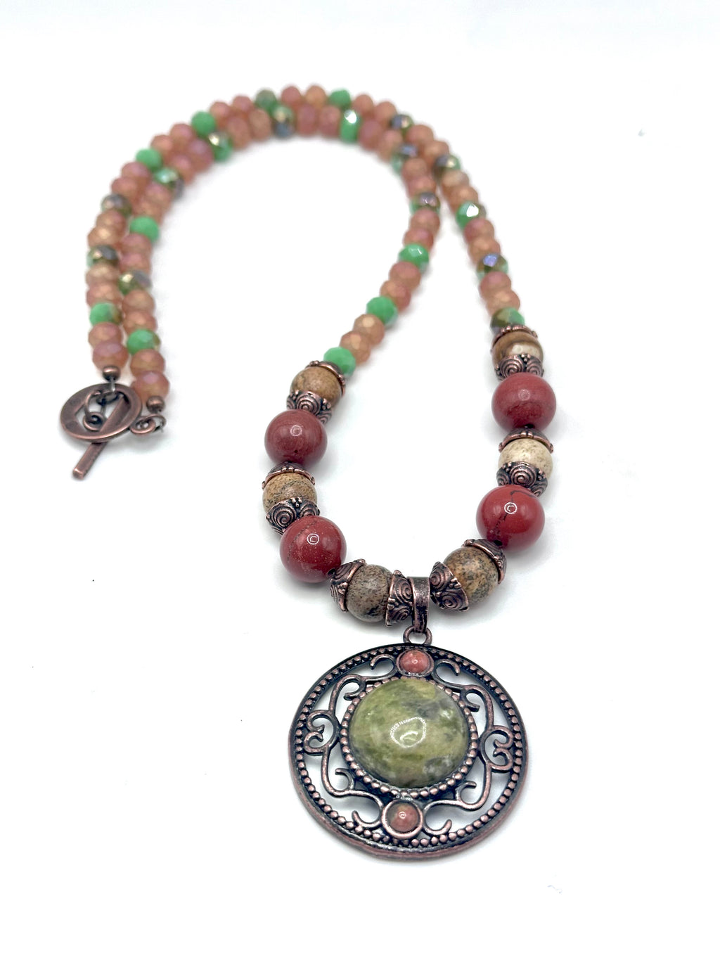 Unakite, Jasper and Carnelian Necklace