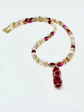 Citrine and Carnelian with Crystals Necklace and Earring Set