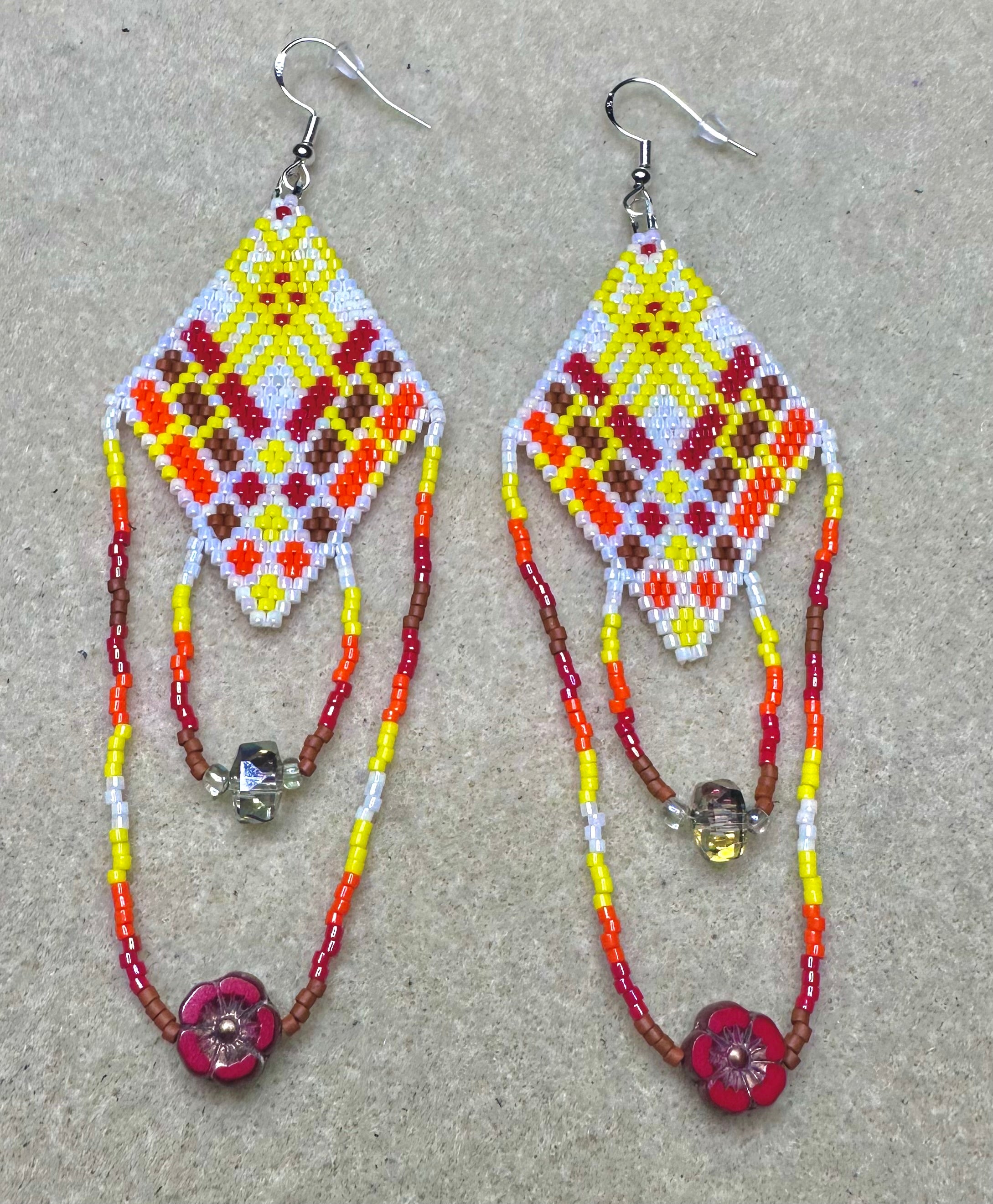 Diamond shaped Earrings in Autumn Colors