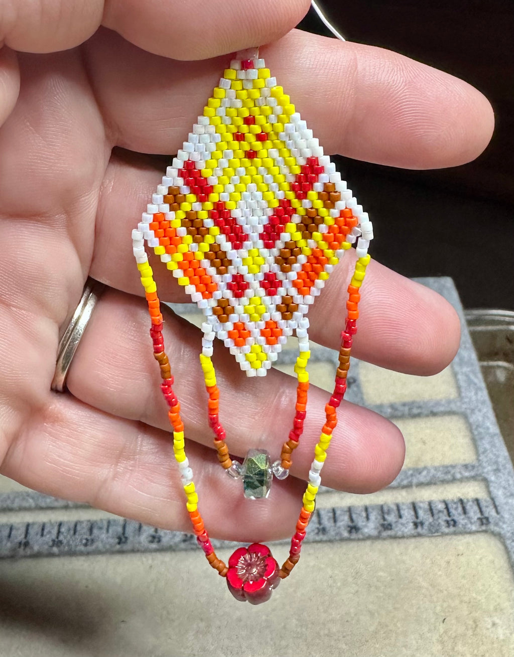 Diamond shaped Earrings in Autumn Colors