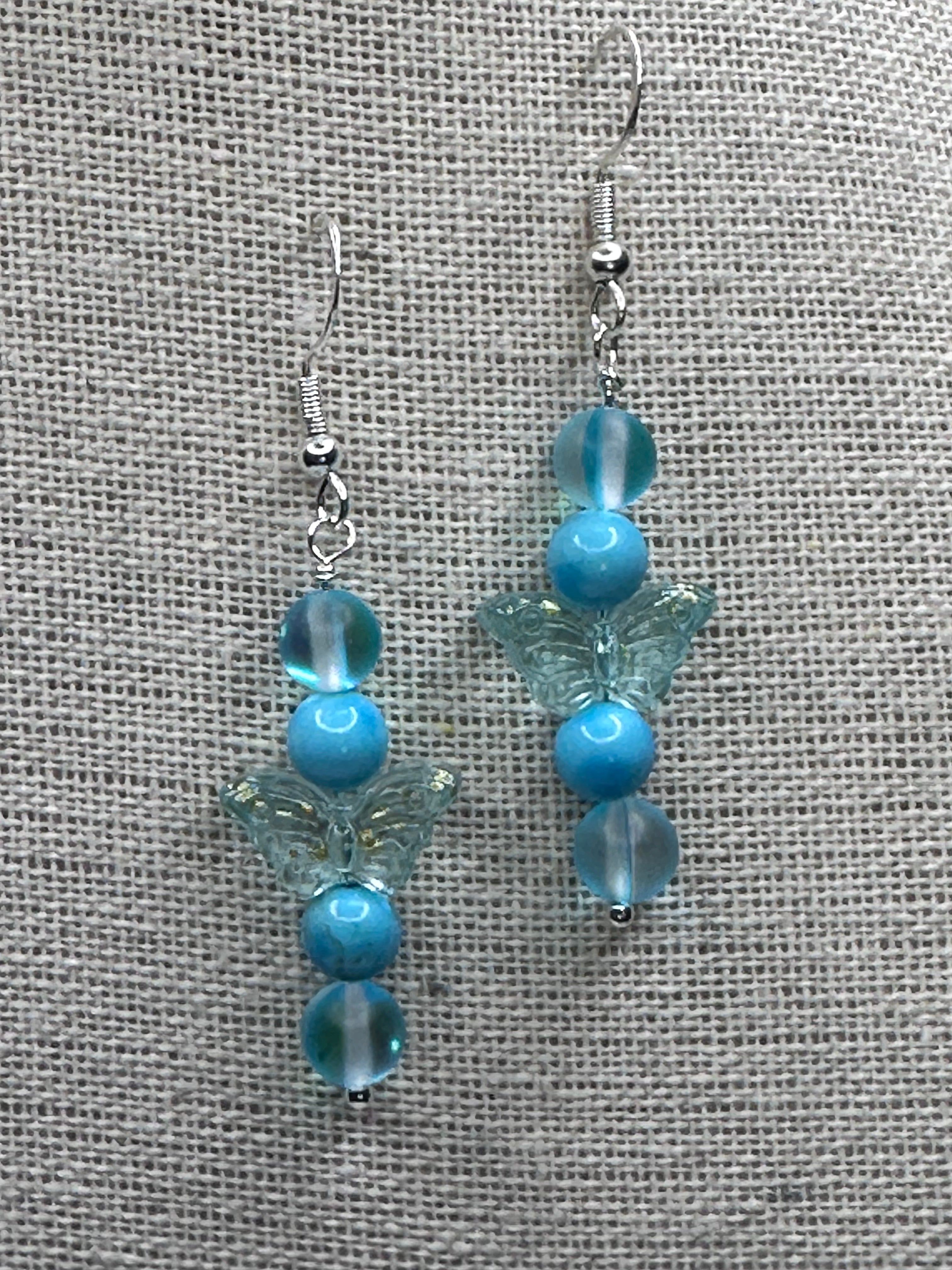 Opalite and  Turquoise Butterfly Earrings