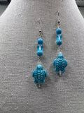 Turquoise, Opalite Turtle Earrings