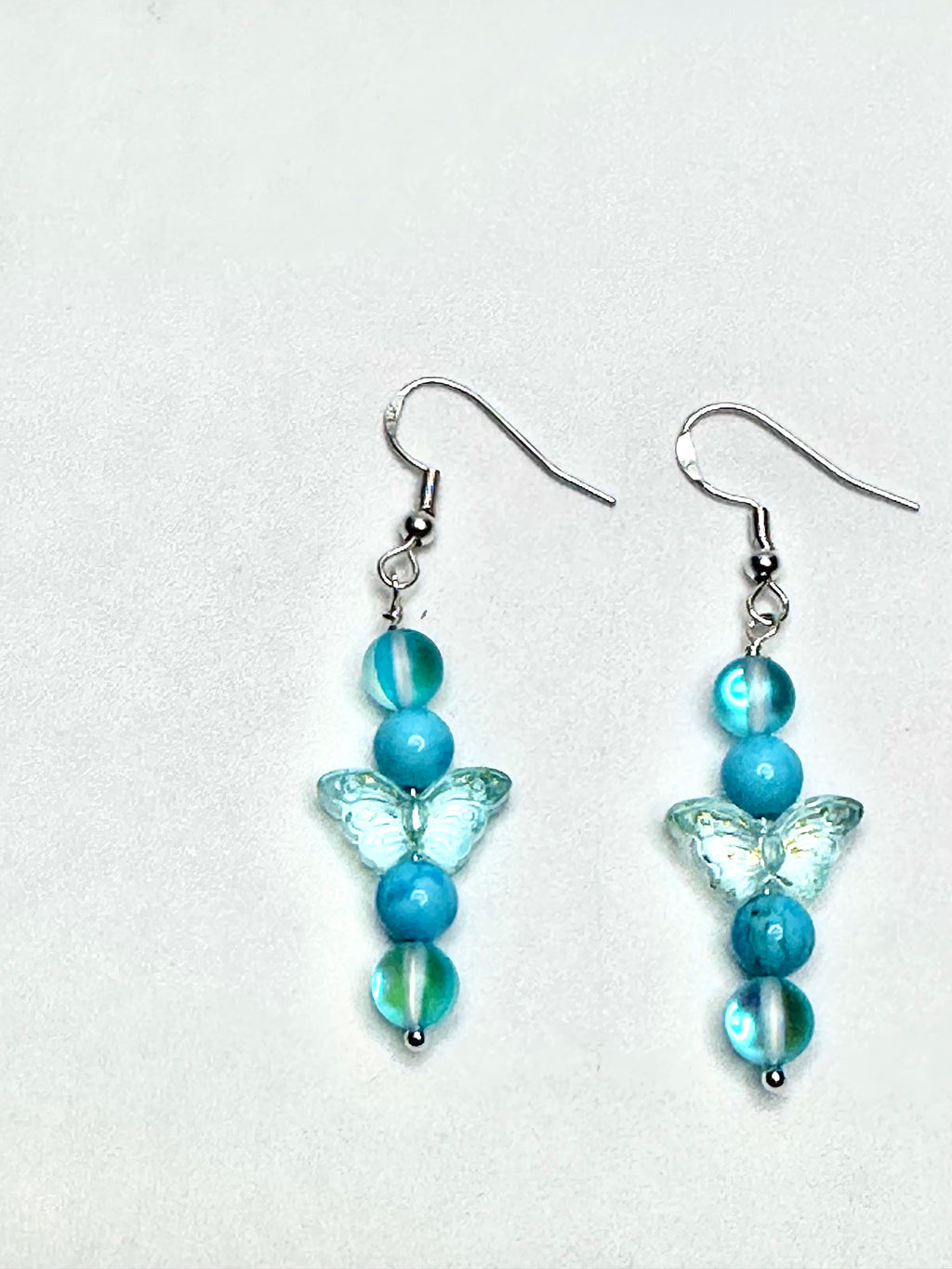 Opalite and  Turquoise Butterfly Earrings