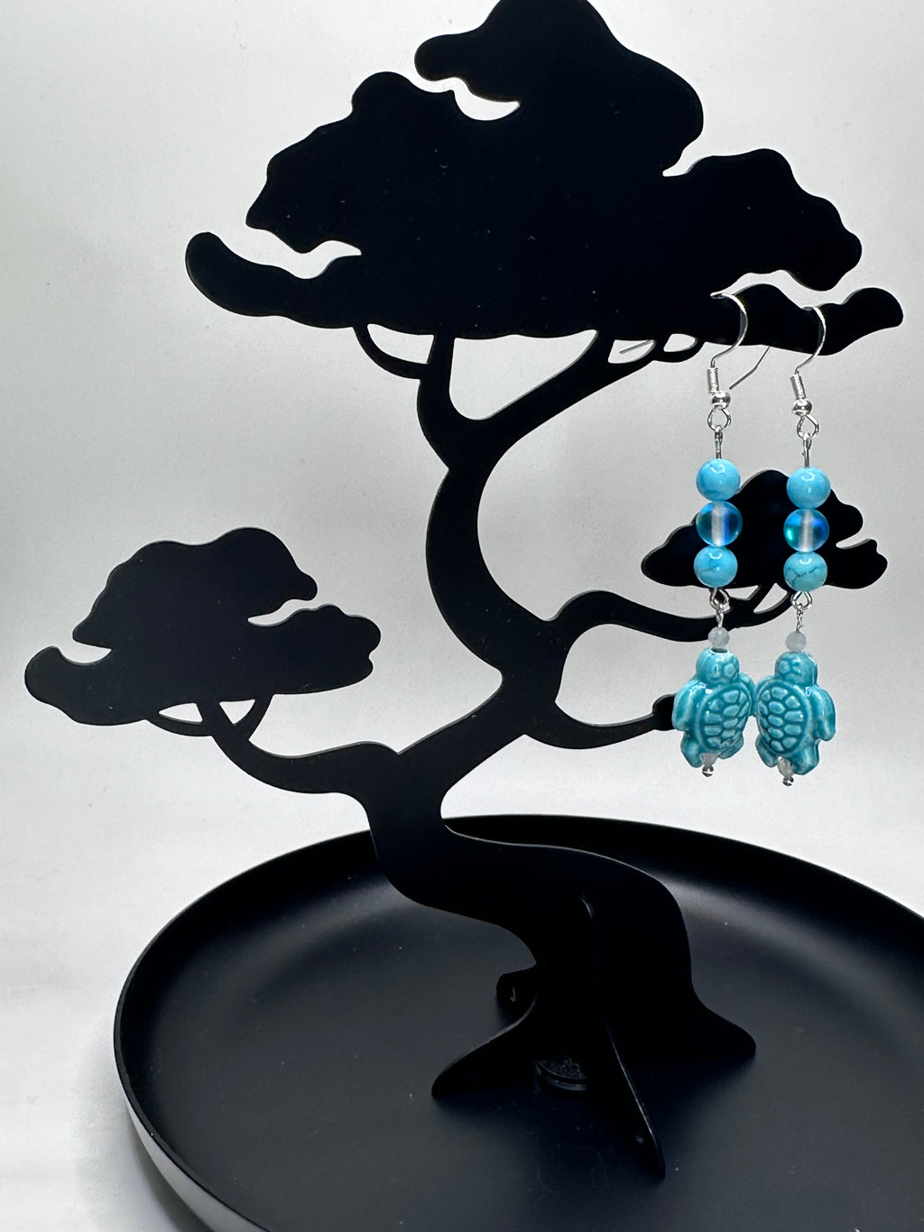 Turquoise, Opalite Turtle Earrings