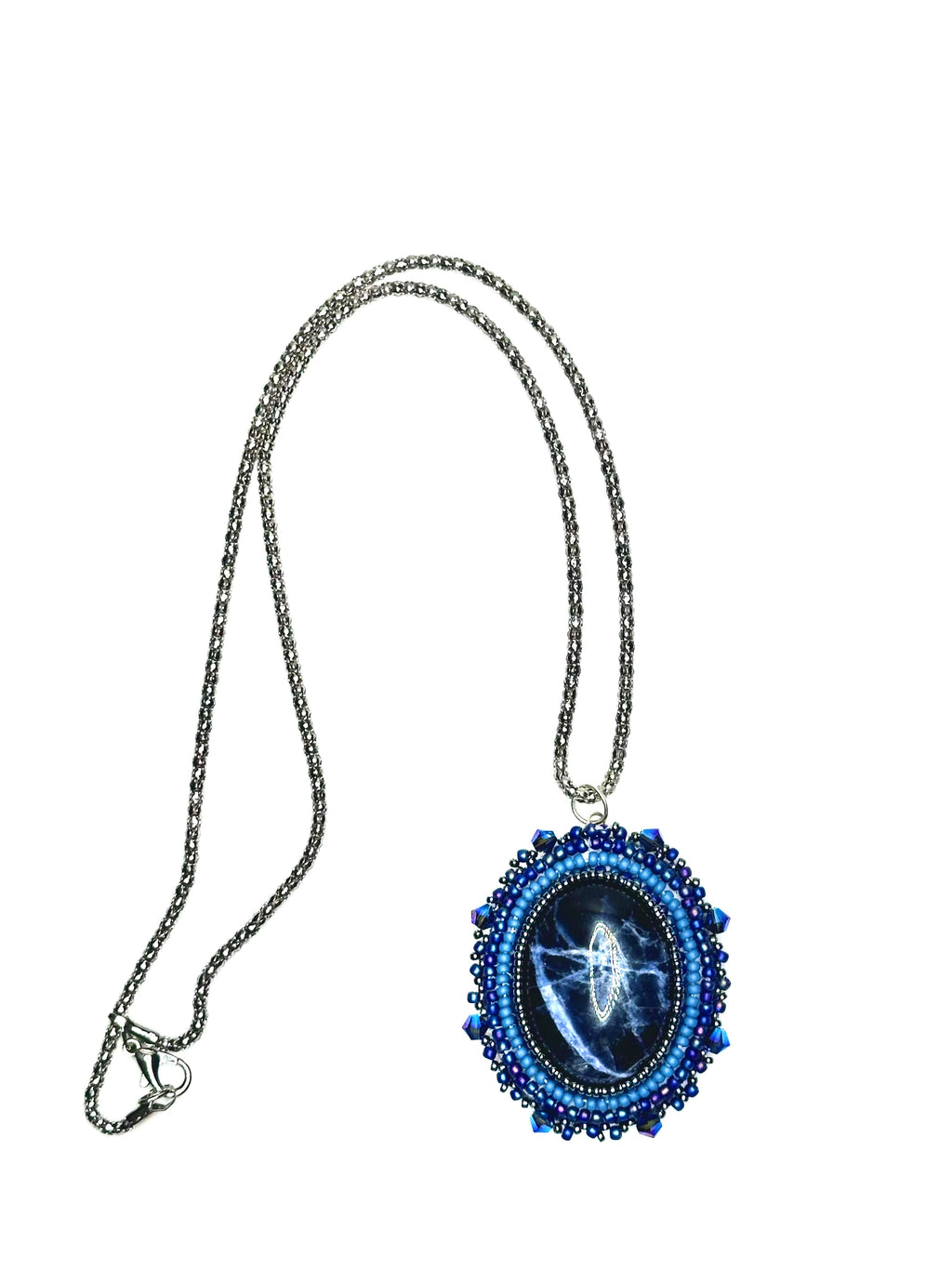Sodalite and Swarovski Crystals Necklace