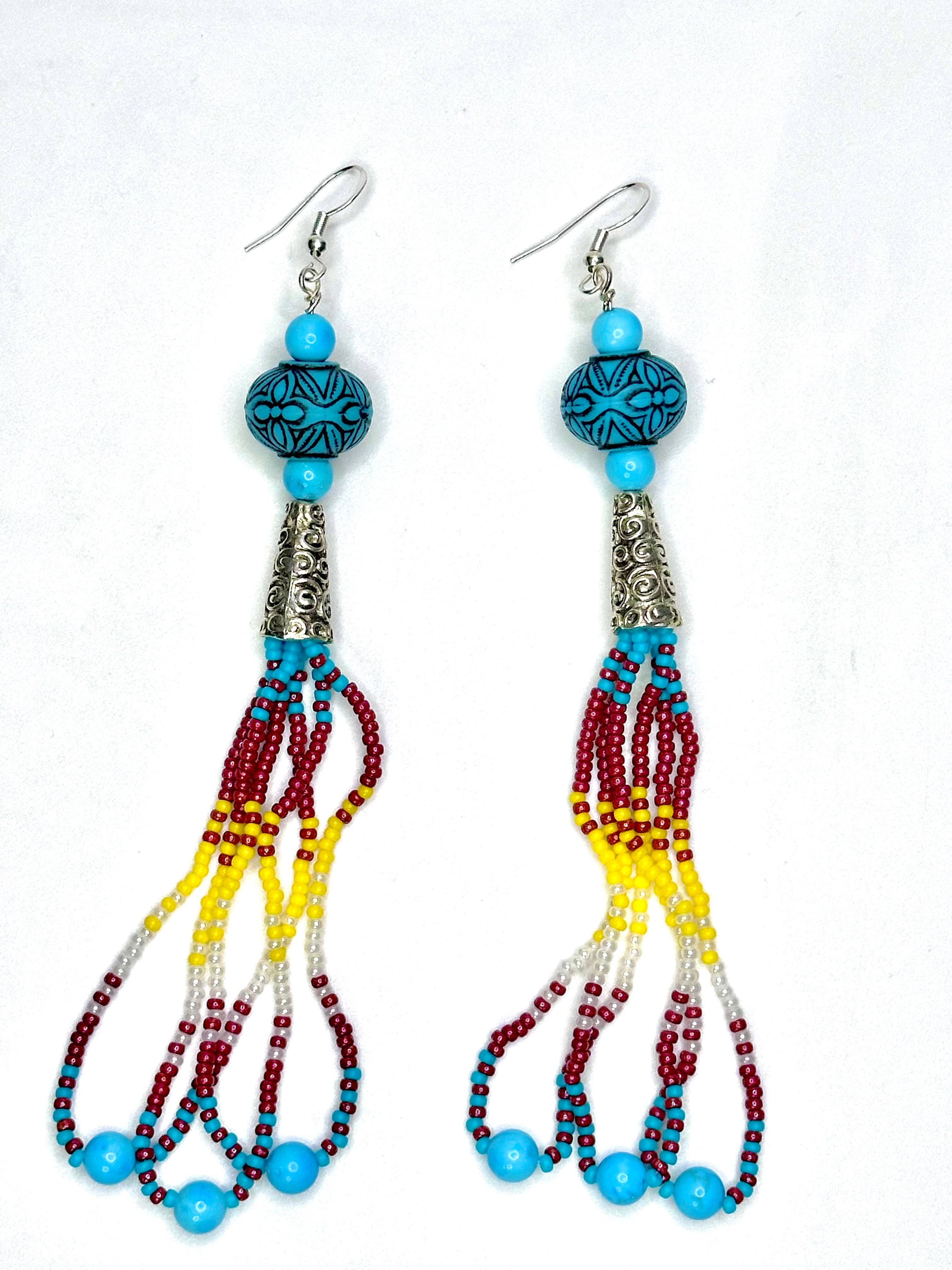 Loop Fringe Earrings – Turquoise & Seed Bead