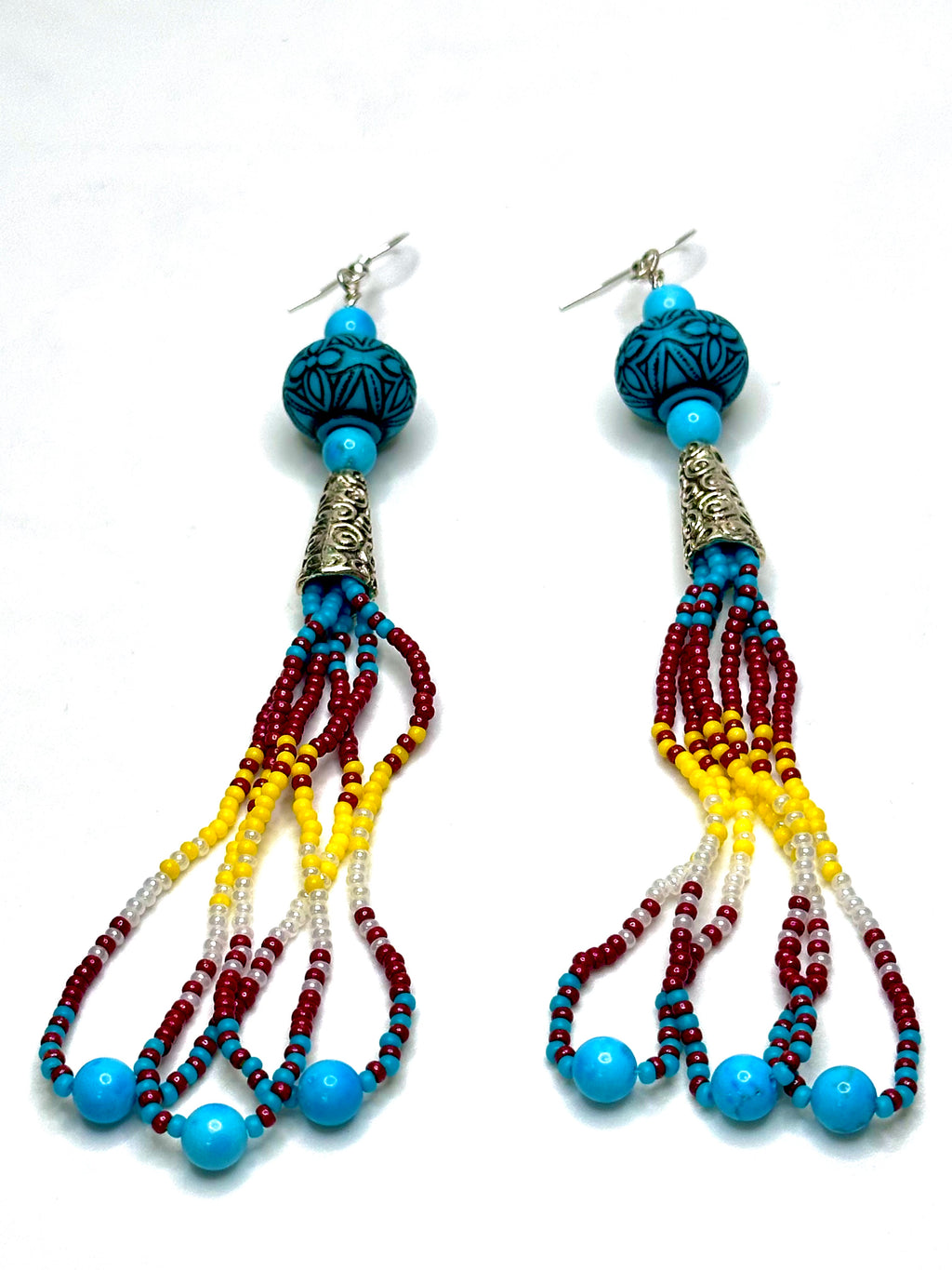 Loop Fringe Earrings – Turquoise & Seed Bead