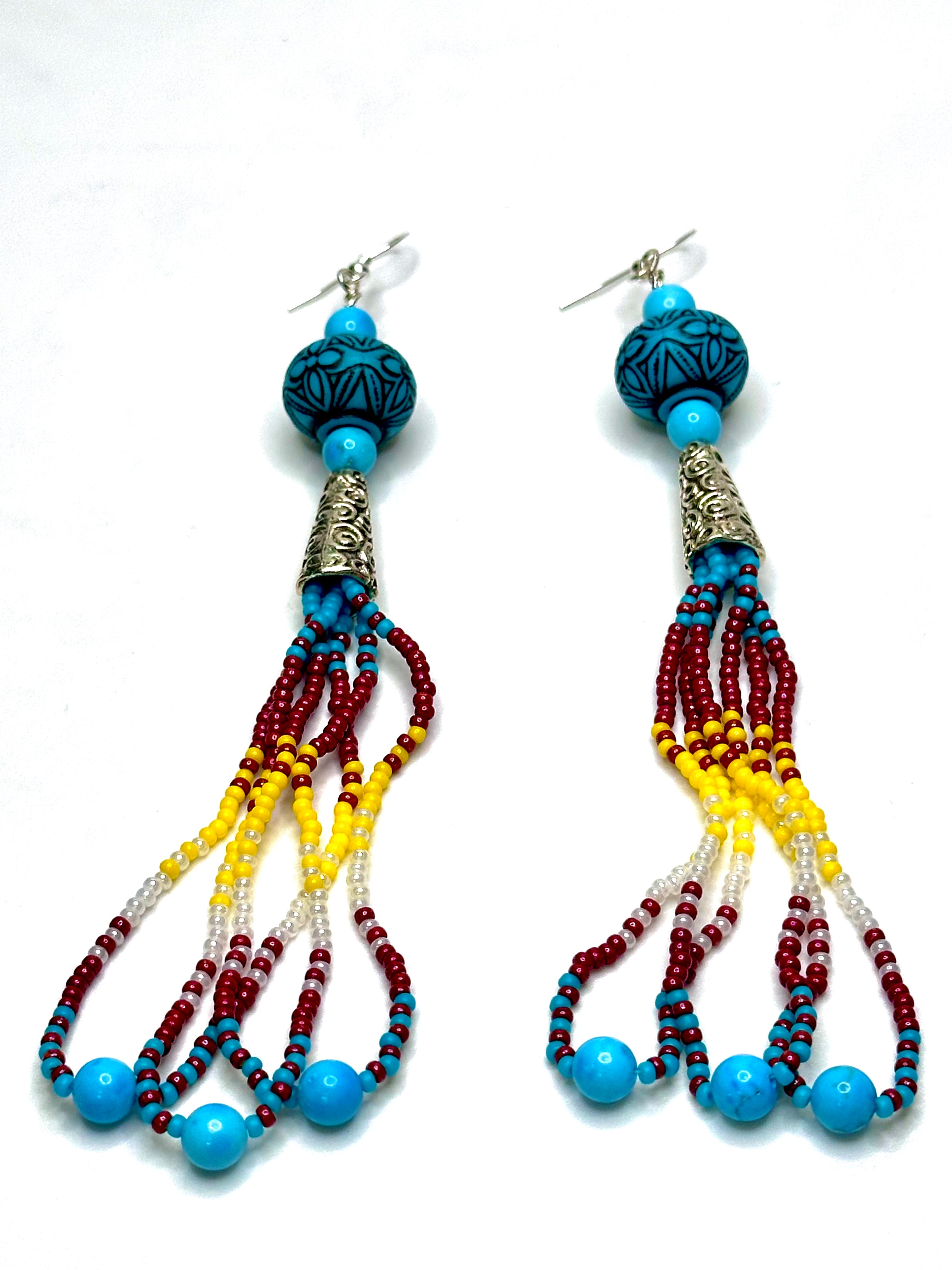 Loop Fringe Earrings – Turquoise & Seed Bead