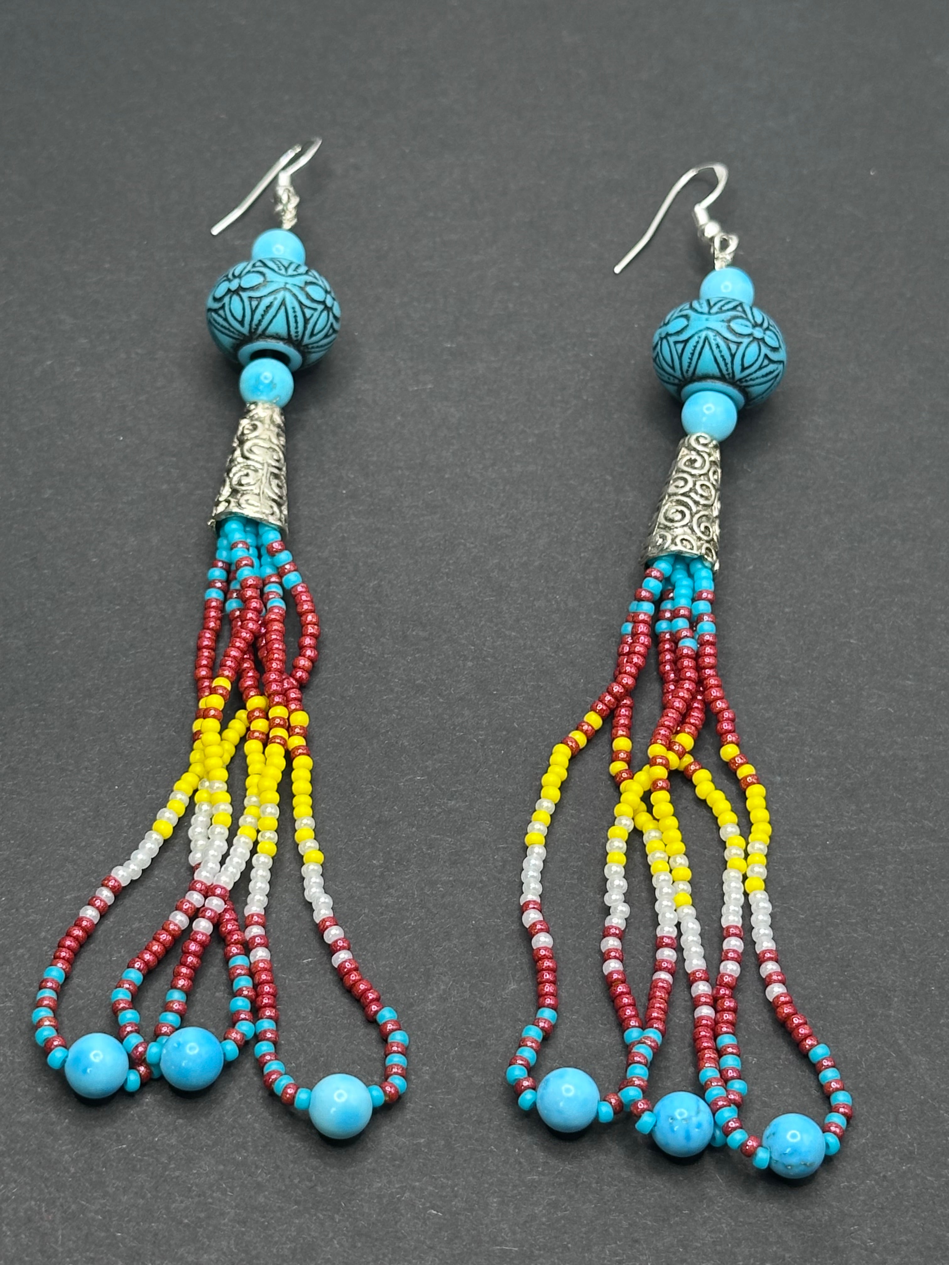 Loop Fringe Earrings – Turquoise & Seed Bead