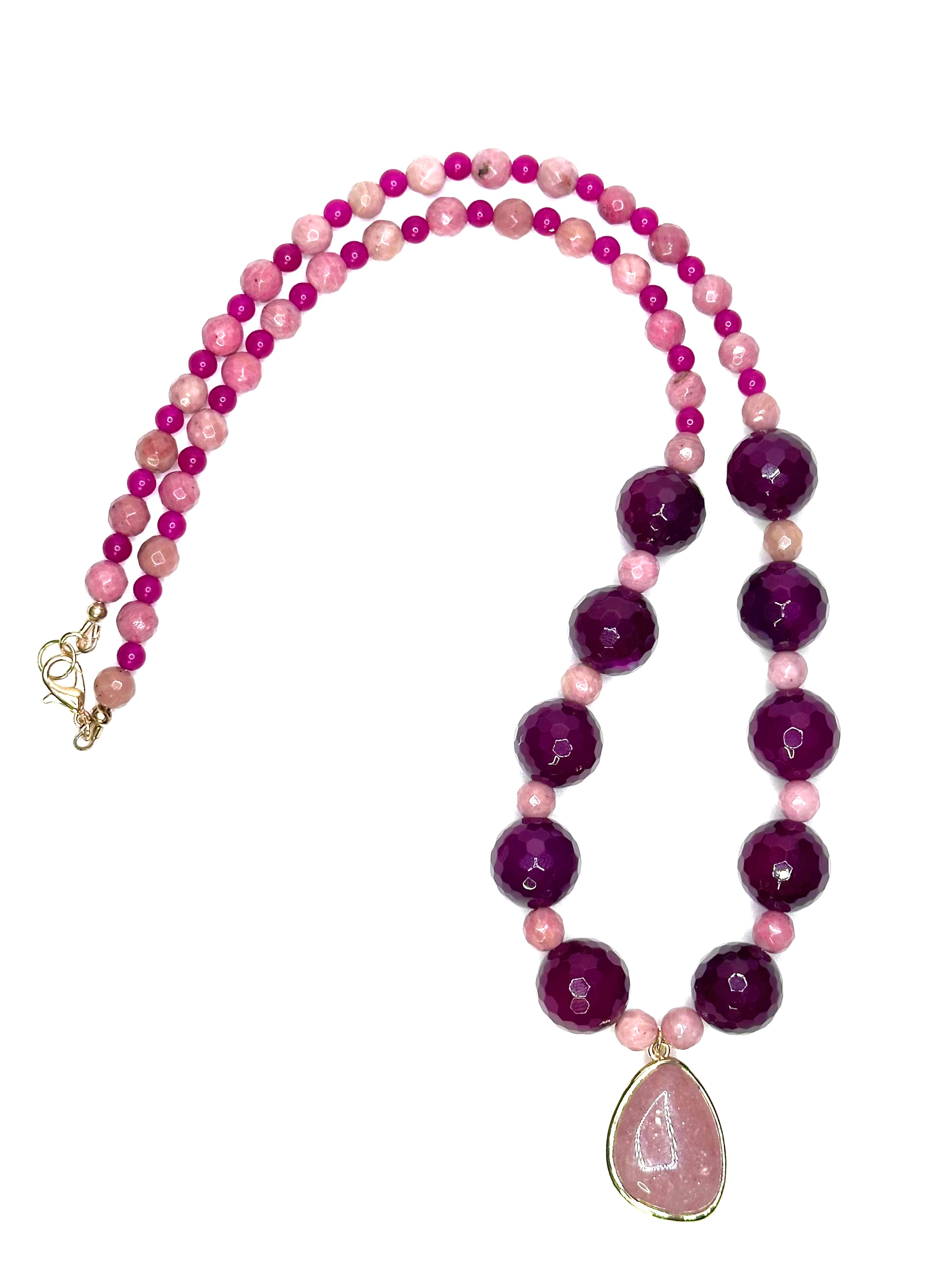 Pink Rhodonite with Strawberry Quartz Pendant