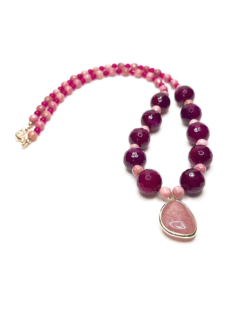 Pink Rhodonite with Strawberry Quartz Pendant