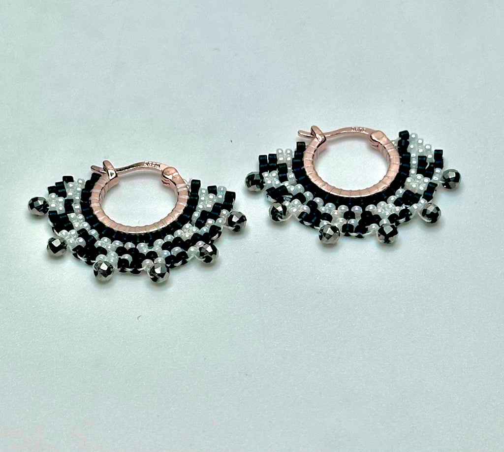Rose Gold Hoops Edged in Black and White
