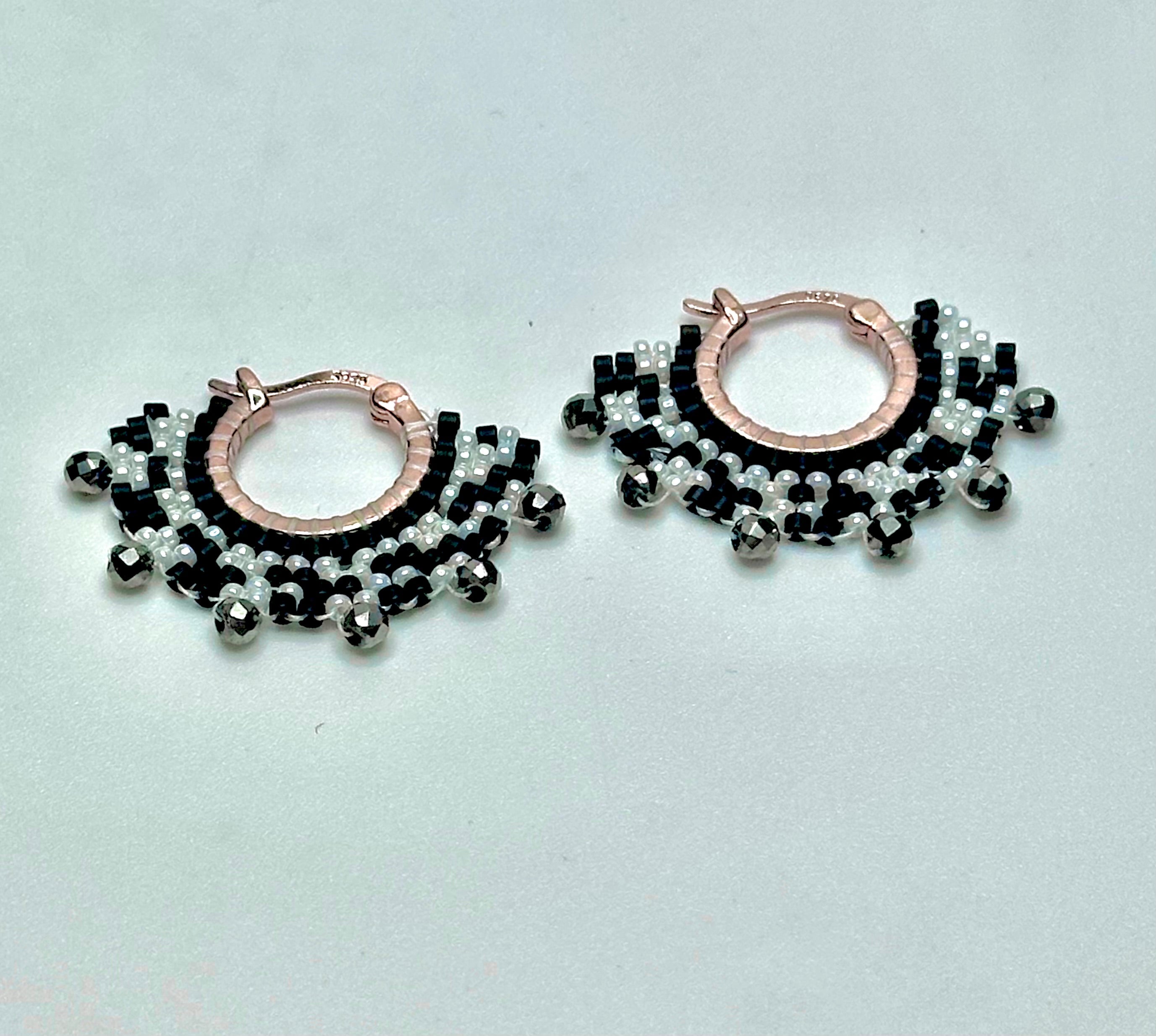 Rose Gold Hoops Edged in Black and White