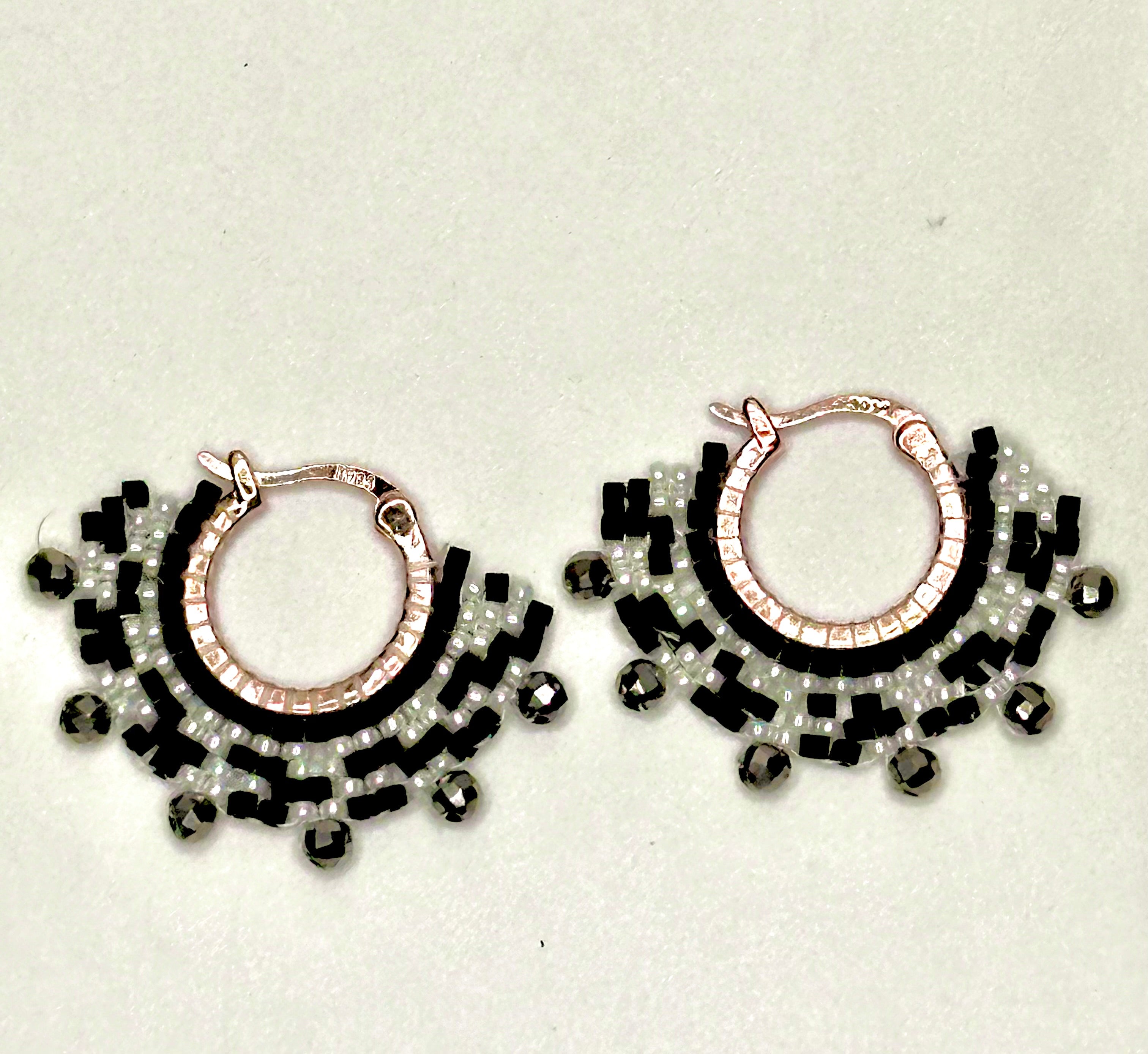 Rose Gold Hoops Edged in Black and White