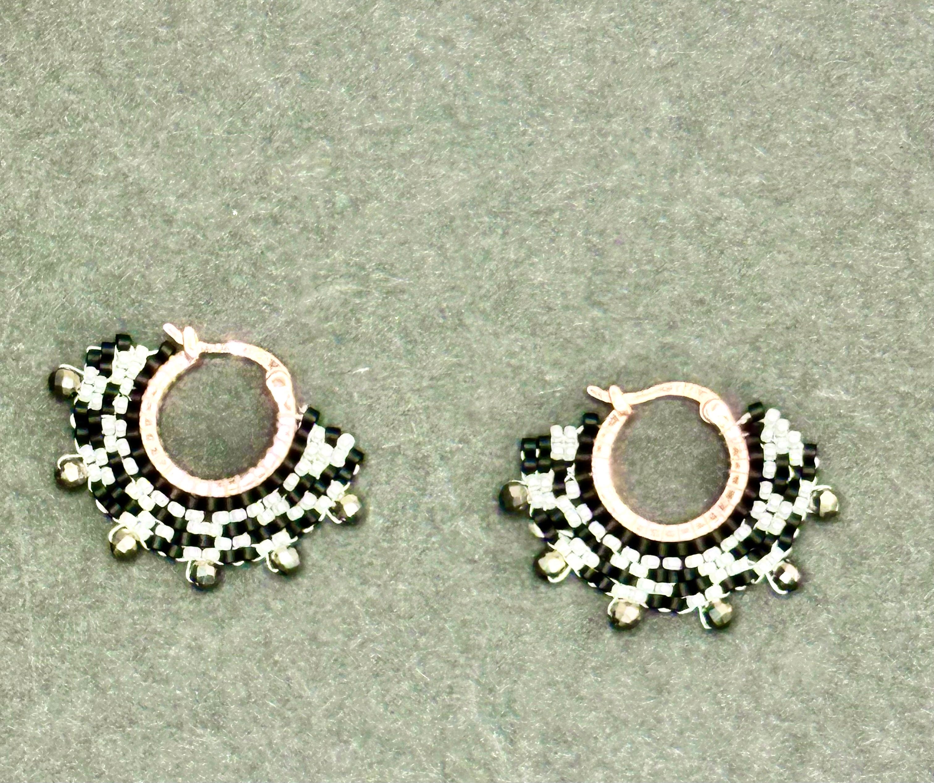 Rose Gold Hoops Edged in Black and White