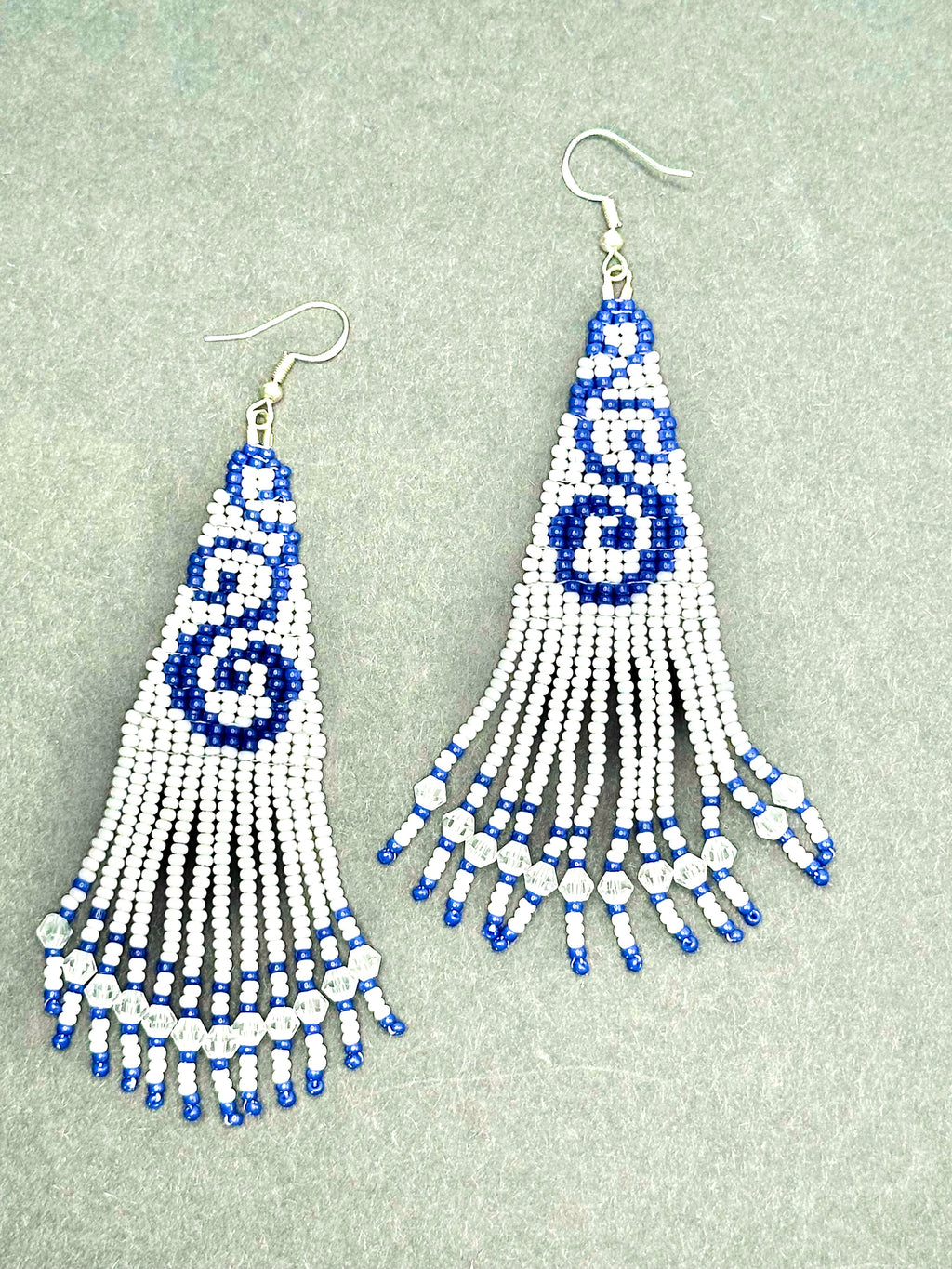 Delft Blue Fringe Earrings