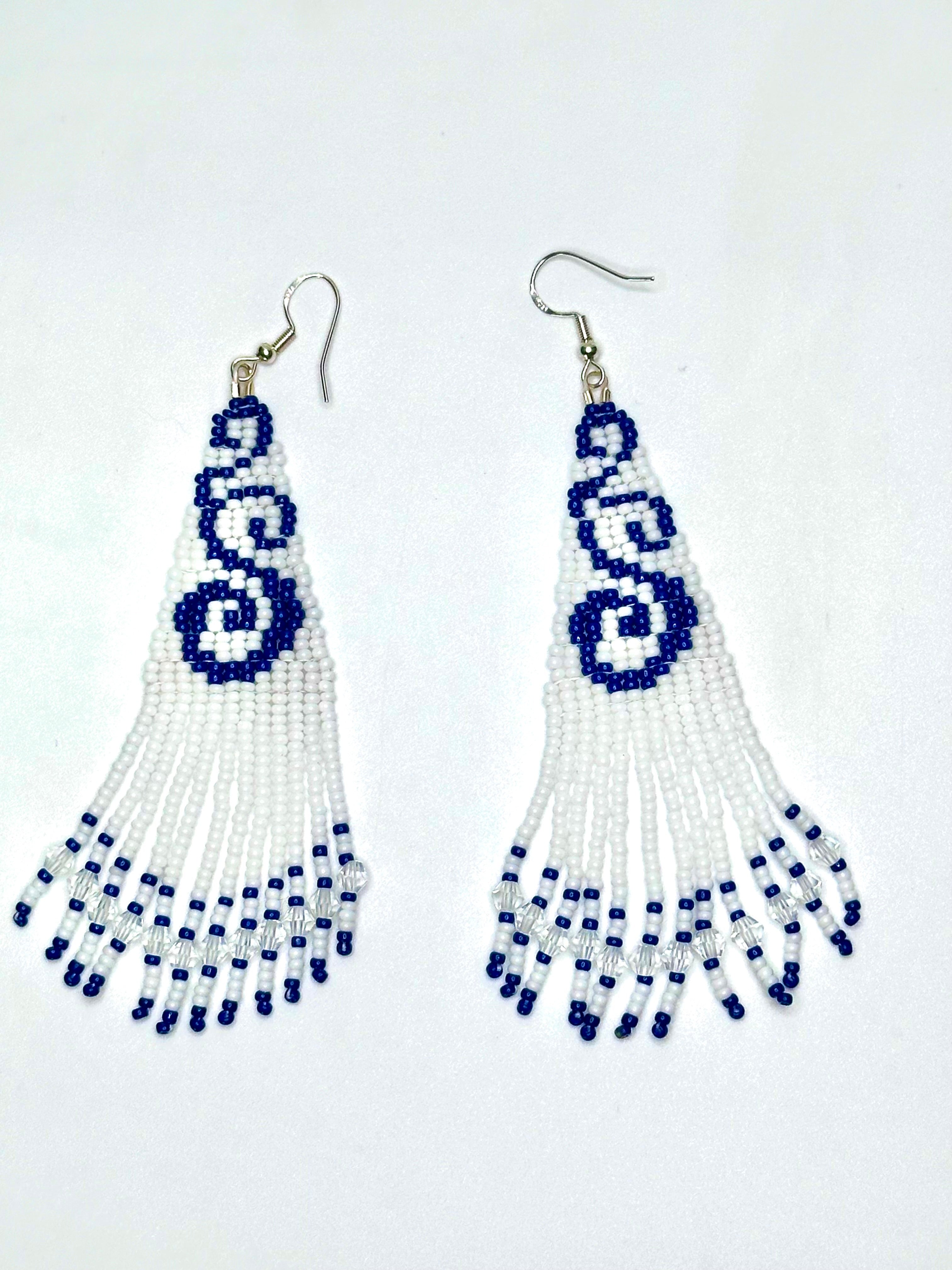 Delft Blue Fringe Earrings