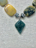 Septarian Stone, Green agate, Chalcedony w/Moss Agate Pendant