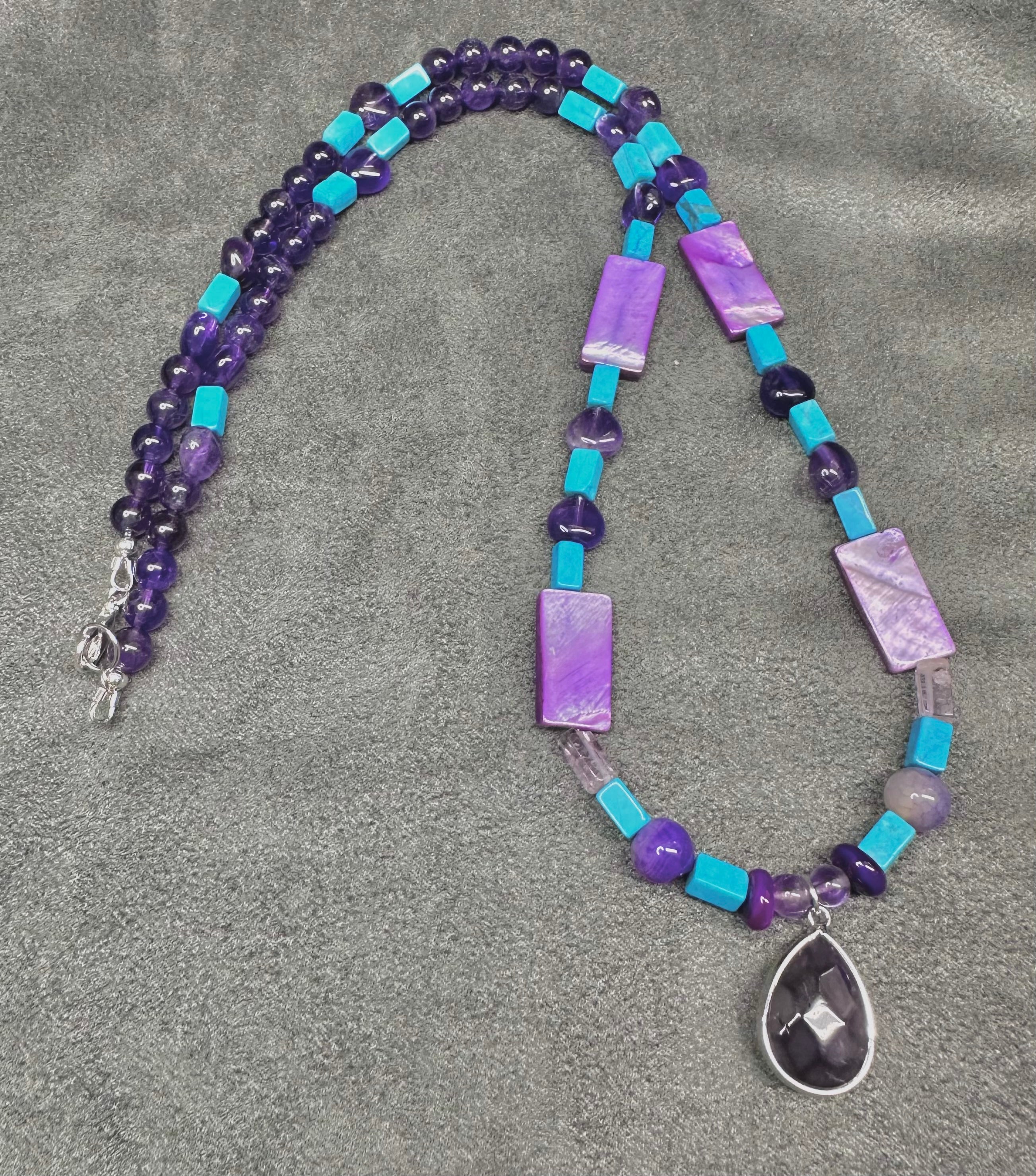 Amethyst, Mother-of-Pearl, Turquoise Necklace