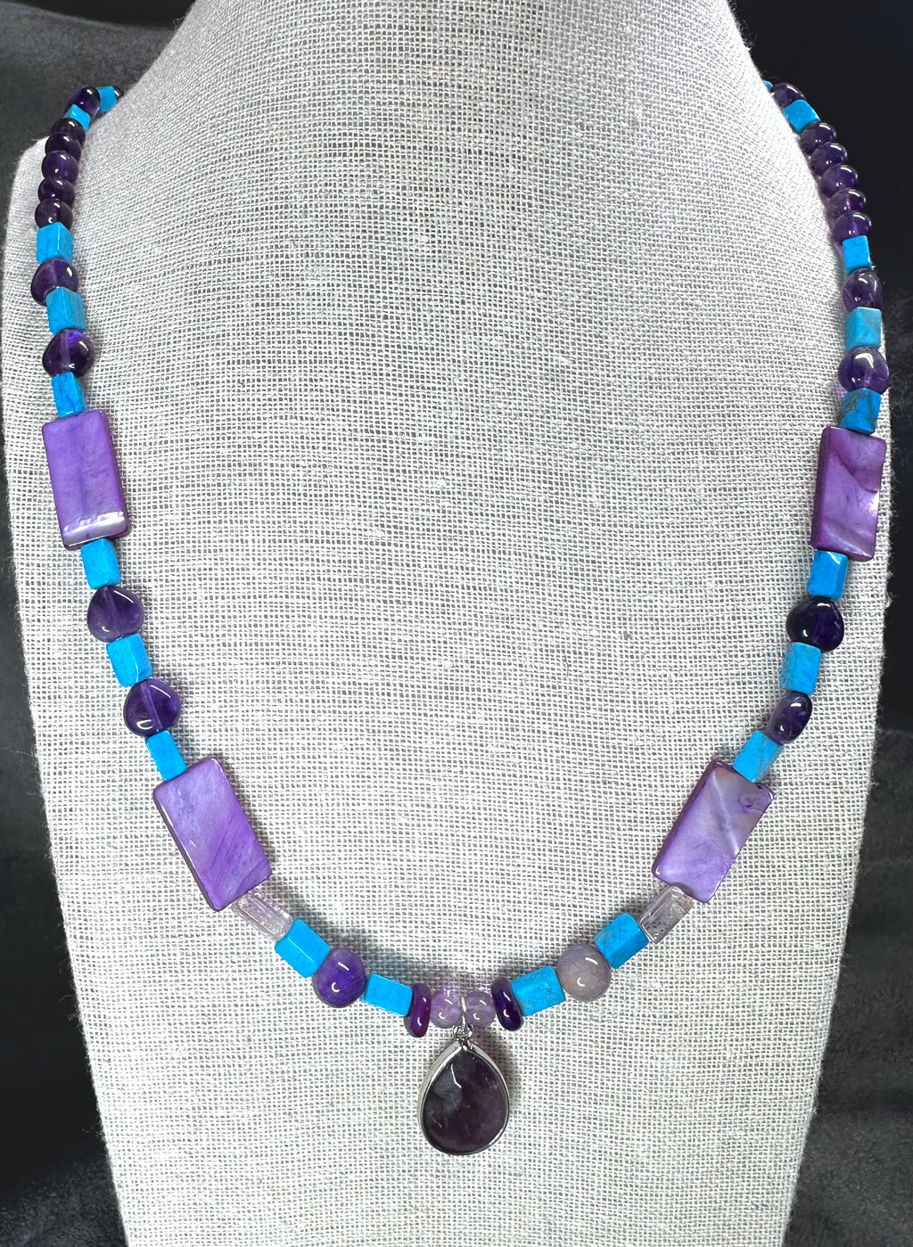 Amethyst, Mother-of-Pearl, Turquoise Necklace