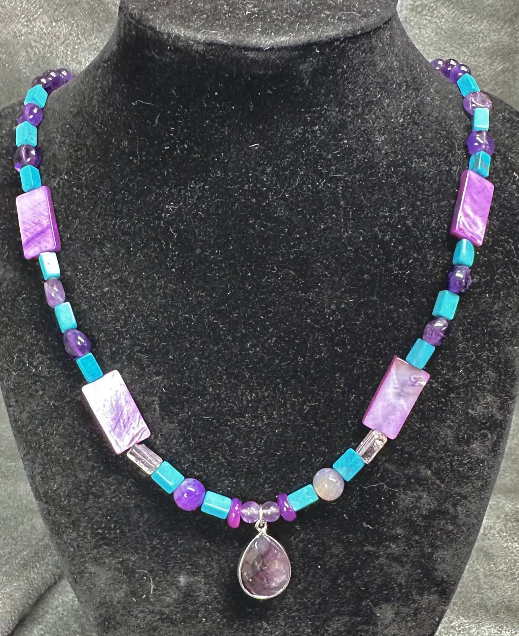 Amethyst, Mother-of-Pearl, Turquoise Necklace
