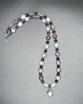 Lepedolite, Crystal and Stainless Steel w/Moonstone Pendant Necklace
