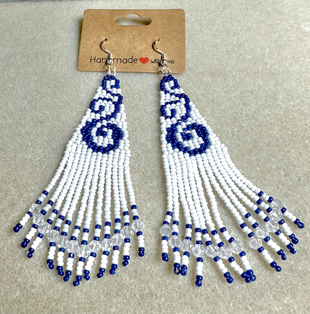 Delft Blue Fringe Earrings