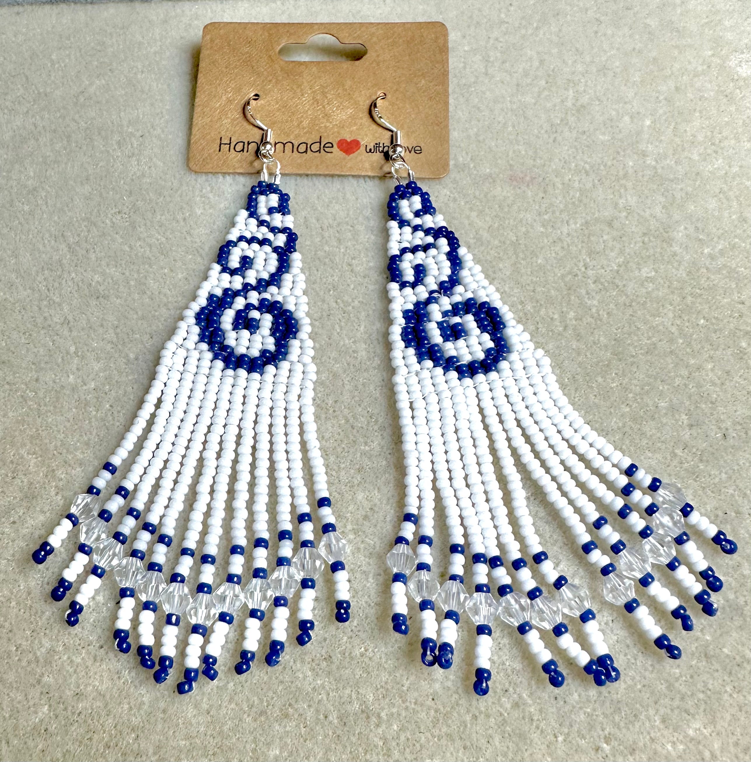Delft Blue Fringe Earrings