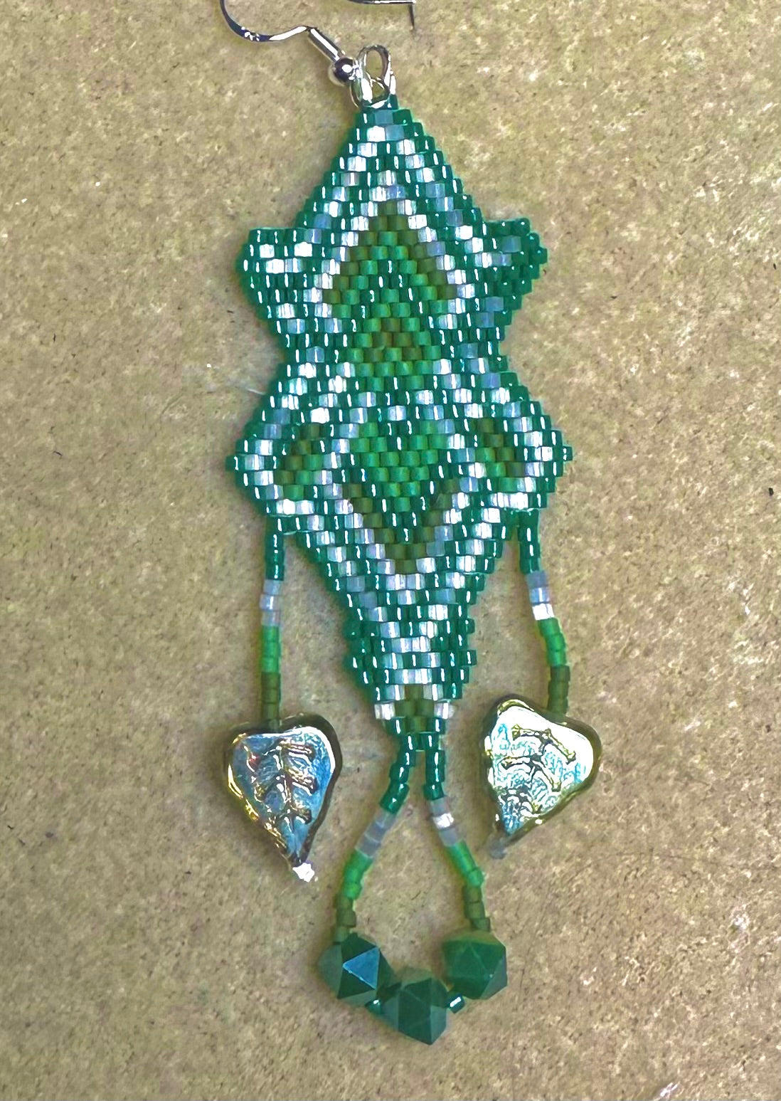 Greens Brick Stitch Geometric Earrings