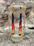 Loop Fringe Earrings in Blue, Pink and Gold