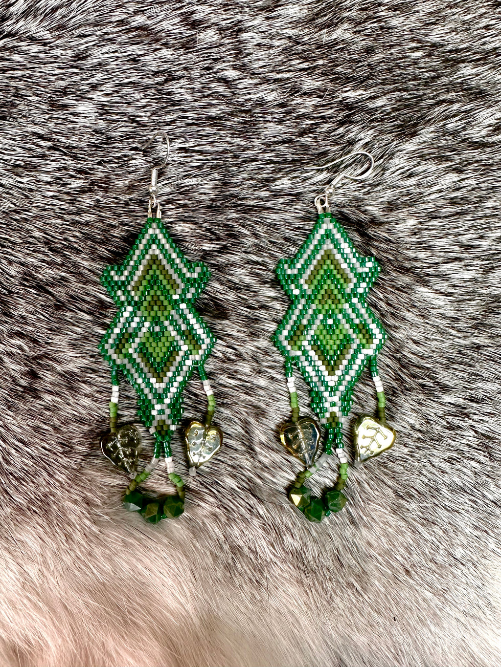 Greens Brick Stitch Geometric Earrings